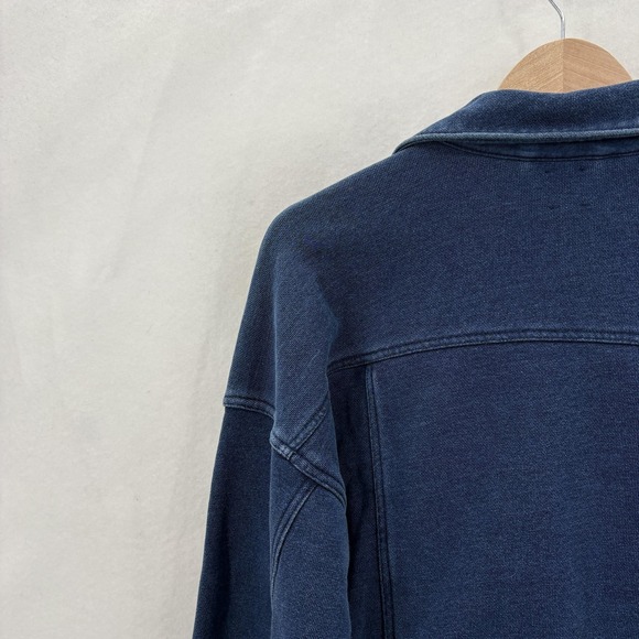 Gap Jacket Womens Small Blue Indigo Cropped Denim Knit Collared Button Front NWT - Picture 11 of 13